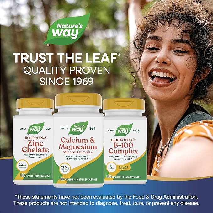Nature's Way Calcium & Magnesium Mineral Complex, Supports Bone Health & Muscle Function,* 750 mg per 3-Capsule Serving, 100 Capsules (Packaging May Vary)