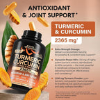 Turmeric Curcumin Supplement 2365 mg - Turmeric with Ginger & Black Pepper - Highly Bioavailable & Extra Strength 95% Curcuminoids - Antioxidant, Immunity & Joint Support - Made in USA - 120 Capsules