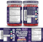 Clean Nutra Melatonin Gummies L Theanine Magnesium Valerian Root Lemon Balm Chamomile Vitamin C Gummy Saffron Sleep Aid Calm Vitamin B6 Stress Relief Hibiscus Relax Mood Happy Supplement Men Women