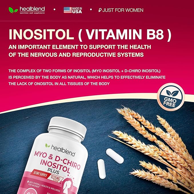 healblend Myo & D-Chiro Inositol Plus Supplement Blend, Hormonal Balance, Healthy Ovulation & Overall Wellness Support for Women, Fertility and Pregnancy Health (2 Pack)
