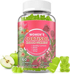 Cortisol Gummies for Women,Cortisol Manager with Ashwagandha,Magnesium,L-theanine,Phosphatidylserine,Rhodiola Rosea,Black Pepper for Mood Support,Adrenal Balance,Sleep,Vegan,Apple Flavor,60 Count