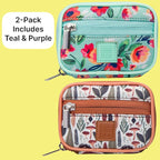 Made Easy Kit Pill Case - Weekly Medicine Organizer with Removable Seven-Day Vitamin & Supplement Box - Premium Neoprene for Travel Purse Accessory (Brown Teal)