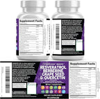 Clean Resveratrol Supplement | Berberine Grape Seed Extract Quercetin Green Tea Extract Acai Noni Polyphenol Supplement for Women & Men N-Acetyl Cysteine