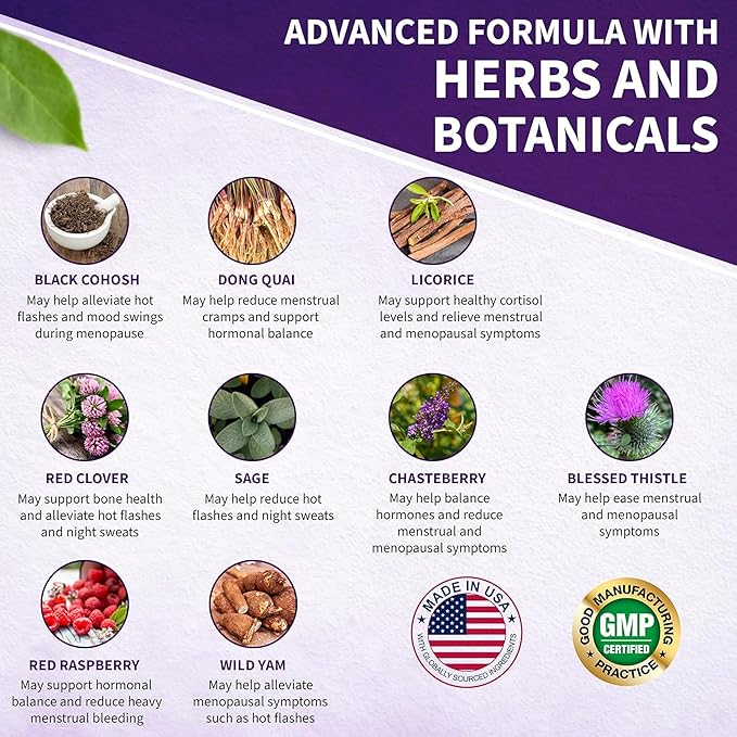 Women’s Support Supplement- Natural Hormone Regulation- Menopause Support Supplement- Estrogen Rich Supplement- Active Ingredients Pills to Help Balance Hormones Non-GMO