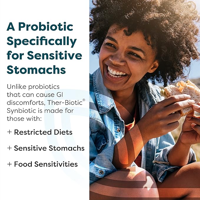 Klaire Labs SFI Health Ther-Biotic Synbiotic - Prebiotics and Probiotics for Women & Men - 50 Billion CFU Probiotic Capsules with Sunfiber - Digestive Health and Immune Support (60 ct)
