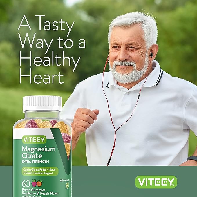 VITEEY Magnesium Gummies for Adults - 170mg of Magnesium Citrate Gummy for Calm, Sleep, Nerve & Muscle Function Support - Vegan, Gluten Free - 120 Count