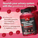 Potent Cranberry Gummies with D Mannose - Urinary Tract Health for Women & Men, Urinary Flush & Bladder Fast-Acting Support Supplements with Hibiscus Powder, 60 Count