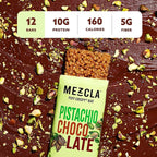 Mezcla Puff-Crispy Plant Based Protein Bars - Pistachio Chocolate - Healthy Snacks for Adults & Dubai Chocolate Fans - Travel & Office Snacks - Gluten Free, Vegan, Non GMO, 10g Protein - 12 Count