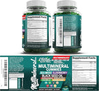 Sea Moss Gummies | Clinically Tested - Black Seed Oil Ashwagandha Elderberry Burdock Root Chlorella Manuka Honey - Vegan Irish Sea Moss Gummy Vitamins for Adults Kids Men Women - Green Apple Flavor