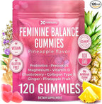 Premium 120 Feminine Balance Gummies – Probiotics, Collagen Type II, Chasteberry, Vitamin D & Magnesium – Gluten-Free, Pineapple Flavor, Vegan