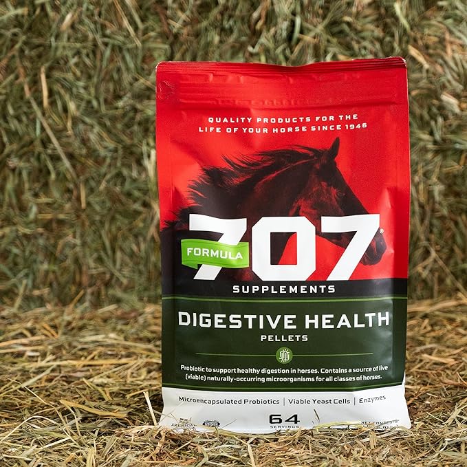 Formula 707 Digestive Health Equine Supplement, 8lb Bag – Probiotics, Prebiotics and Digestive Enzymes for Horses