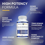 Research Verified Gas and Bloating - Relax Intestinal Muscles, Eliminate Gas Buildup - Artichoke Powder, Ginger, Peppermint Leaf Powder - 60 Capsules - Vegan…