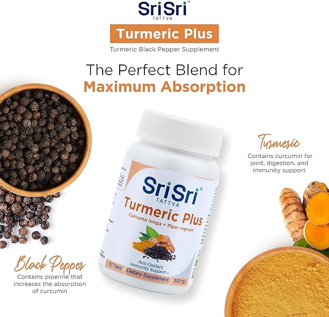 Turmeric Plus Joint Support Supplement – Turmeric Curcumin with Black Pepper for Digestion and Immune Support – Non-GMO, Organic Turmeric for Inflammatory Response, 500mg (60 Tabs)