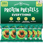 CRISP POWER Protein Pretzels, Everything, 28G Protein, High Protein Snack, High Fiber, Low Carb Crunchy Pretzel Snacks, No Added Sugar, 1.75 oz Bags, 6 Pack, Vegan, Keto