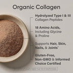 Sports Research Organic Collagen Peptides - Hydrolyzed Type I & III Collagen - Sustainable & Traceable Formula - Chocolate - 30 Servings