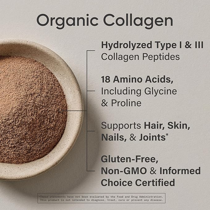 Sports Research Organic Collagen Peptides - Hydrolyzed Type I & III Collagen - Sustainable & Traceable Formula - Chocolate - 30 Servings