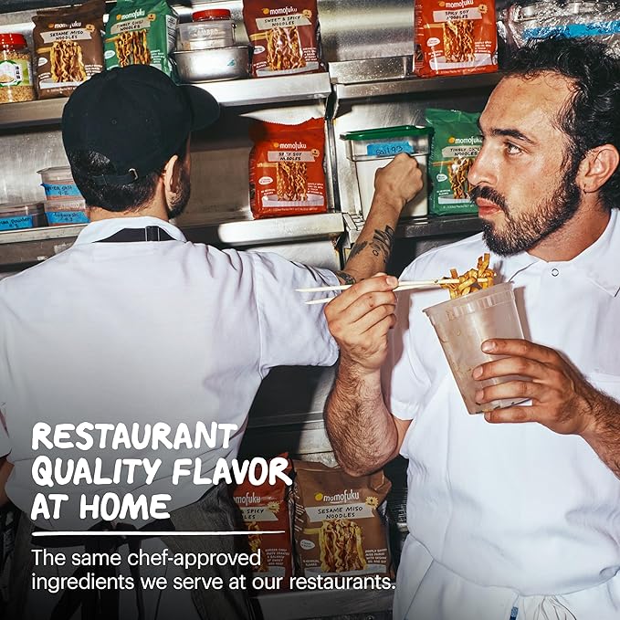 Momofuku Tingly Chili Noodles Ramen Noodles by David Chang, 4 Pack of Restaurant Quality Air-Dried Instant Noodles Now with More Sauce & 11g of Protein