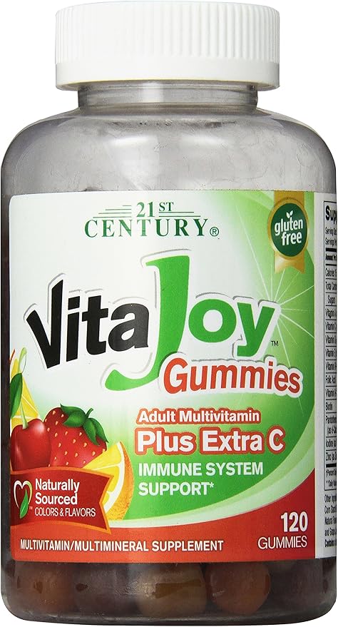 21st Century Vitajoy Multi Gummies Plus Extra C, Orange, Cherry and Strawberry, 120 Count