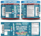 Youth Bloom NAD+ Supplement Gummies Resveratrol Fisetin Wheat Germ Berberine Taurine Turmeric Collagen Astaxanthin Nicotinamide Gotu Kola Pomegranate Vitamin C & E 60 Ct by Clean Nutra