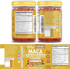 Clean Nutra Maca Root Gummies Ashwagandha Fenugreek Slippery Elm Saffron Hibiscus Beta Carotene Vitamin A for Women Macaroot Extract 60 Gummies Vegan Adaptogen Supplement Gummy Non GMO