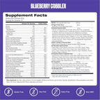 VitaHustle ONE Vegan Blueberry Cobbler Protein Powder - 20g Plant Protein Meal Replacement with 86+ Superfoods & Greens, Probiotics + No Bloat Digestive Blend - Dairy Free, Gluten Free (15 Servings)