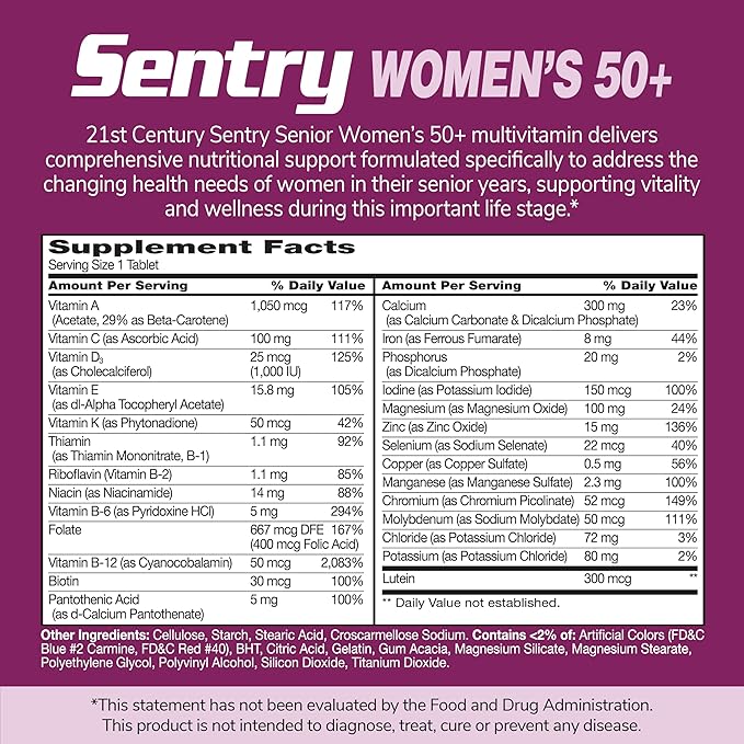 21st Century Sentry Senior Women 50 Plus Tablets, 100 Count (27542)