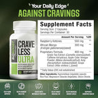 Crave Less Ultra - Supports GLP-1 Pathway Function - Weight Loss Pills/Appetite Suppressnt + Fat Burner for Women & Men | Increase Energy - 3rd Party Tested Formula - 60 Capsules for Adults