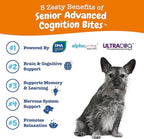 Zesty Paws Advanced Cognition Soft Chews for Dogs - with Omega 3 DHA, Ashwagandha & Alpha GPC - for Senior Dog Brain Health & Nervous System Support - Supplement for Calming & Relaxation - 90 Count