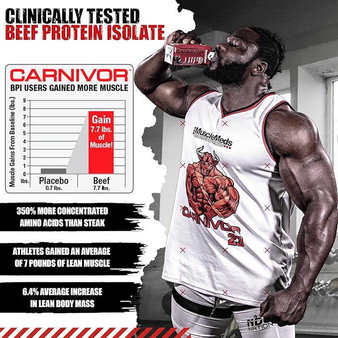 MuscleMeds Carnivor RTD, Ready to Drink Protein, Lactose Free, Sugar Free, 40g Isolate Protein, Muscle Building, Recovery, Chocolate, 16.9 Fl Oz (Pack of 12)