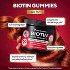 Biotin Gummies 10000mcg for Women and Men - Extra Strength Hair, Skin and Nails Gummies with Collagen - Natural Biotin Gummy Supplement for Hair, Skin, Nails Support - 60 ct