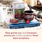 ORGANIC INDIA Tulsi Cinnamon Rose Tea Bags - Tulsi Rose, Cinnamon with Holy Basil, Chamomile, Stevia, USDA Certified Organic Caffeine Free Herbal Tea - 18 Infusion Bags, 2 Pack