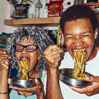 Momofuku Sweet and Spicy Noodles Ramen Noodles by David Chang, 4 Pack of Restaurant Quality Air-Dried Instant Noodles Now with More Sauce & 10g of Protein