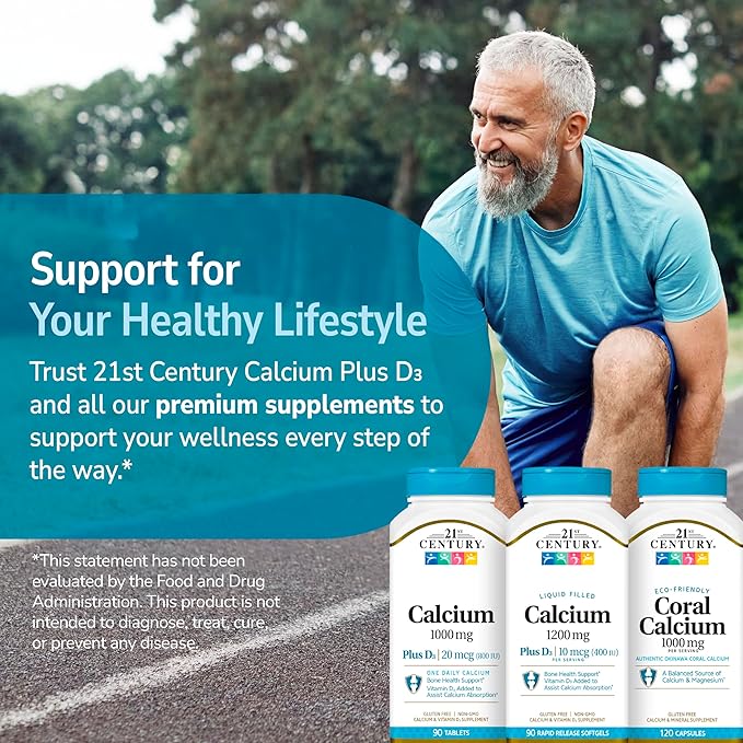 21st Century Calcium Plus D3 Liquid Filled Softgel, 1200 mg, 90 Count