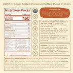 KOS Vegan Protein Powder, Salted Caramel Coffee - Low Carb Pea Protein Blend, Organic Plant Superfood Rich in Vitamins & Minerals - Keto, Dairy Free - Meal Replacement for Women & Men - 15 Servings