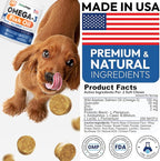 Omega 3 for Dogs - 250 Fish Oil Chews for Dog Shedding, Allergy & Itch Relief, Hot Spot Treatment - Advanced Skin & Coat Supplement - Joint Health - EPA & DHA Fatty Acids - Salmon Oil & Probiotics