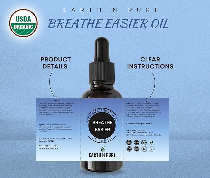 Earth N Pure Essential Oil Blend for Breathe Easier 15 ml