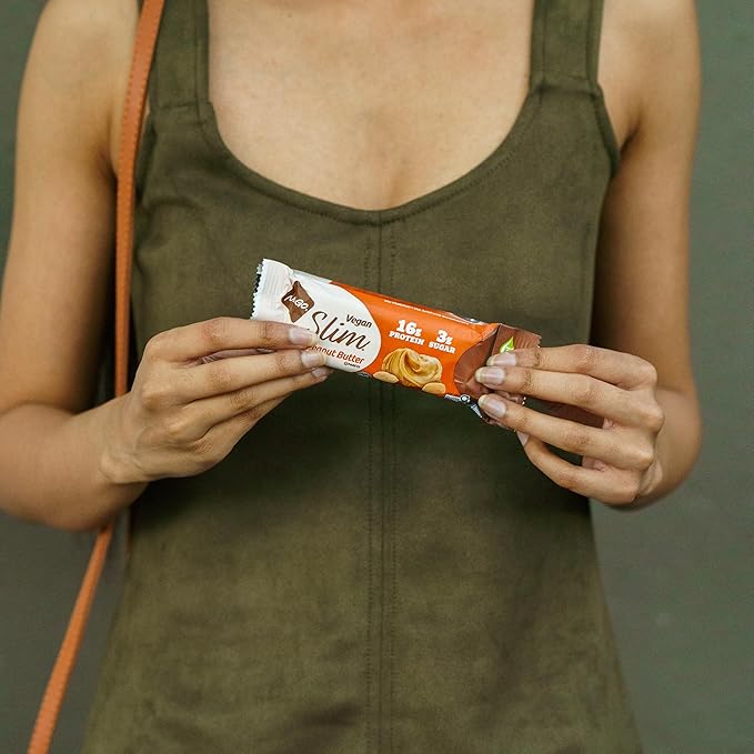 Nugo Slim Dark Chocolate Crunchy Peanut Butter, 16g Vegan Protein, 3g Sugar, 7g Fiber, Low Net Carb, Keto Friendly, Gluten Free, 24 Count