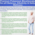 Pure Potassium Bicarbonate Supplement Capsules pH Balance Pills, High Potassium Electrolytes 1200mg Serv. USA Made Bicarbonate Food Grade, Acid-Alkaline Balance Immunity Endurance 120 caps