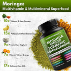 Turmeric Curcumin Moringa Supplement Ginger Boswellia Saffron - Joint Support Supplements for Women and Men with Ceylon Cinnamon, Tart Cherry, Quercetin Garlic Nettle Holy Basil - 120 Count