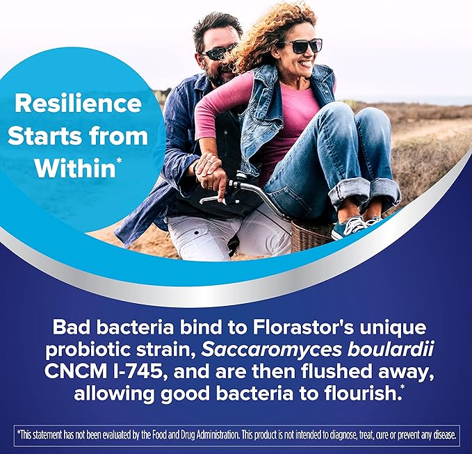 Florastor Probiotics for Digestive & Immune Health, 20 Capsules, Probiotics for Women & Men, 1 Probiotic Worldwide, Flush Out Bad Bacteria & Boost The Good with Our Strain Saccharomyces boulardii