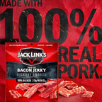 Jack Link's Bacon Jerky, Hickory Smoked - Flavorful Ready to Eat Meat Snack with 11g of Protein per Serving, Made with 100% Thick Cut Real Bacon, Protein Snack, Keto Friendly, 2.5 oz.