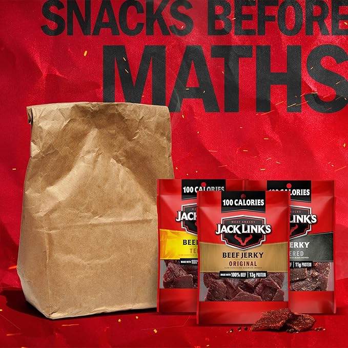 Jack Link's Beef Jerky Variety Pack – Includes Original, Teriyaki and Peppered Jerky, Bulk Protein Snack, Good Source of Protein, Meat Snacks Made with 100% Beef – 1.25 Oz, (Pack of 30)