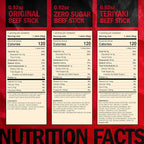 Jack Link's Beef Jerky Sticks Variety Pack - Original, Teriyaki & Zero Sugar - Made with 100% Real Beef - Ready to Eat Real Meat Protein Snacks - 5g Protein per Serving - (20 Pack) 0.92 oz Meat Sticks