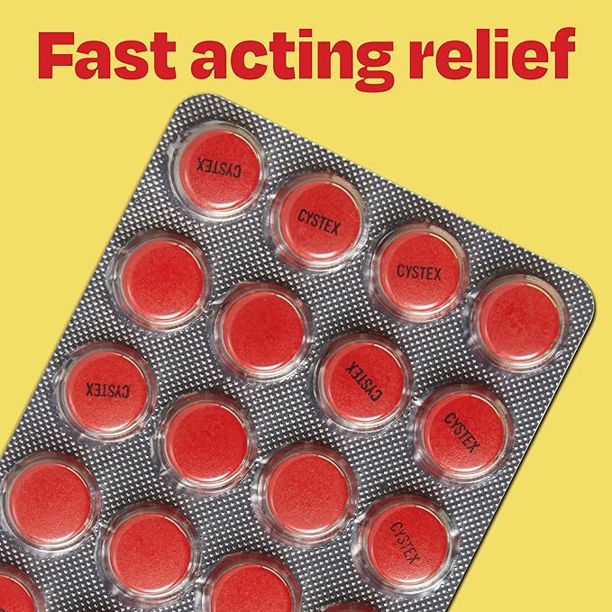Cystex Dual-Action UTI Pain Relief & Prevention Tablets - 2-in-1 Formula Relieves Burning, Urgency, & Discomfort While Slowing Bacterial Growth - Non-Staining, Fast-Acting - 48-Count