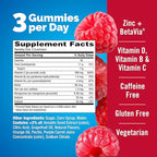 Emergen-C Immune+ Triple Action Immune Support Gummies, BetaVia (R), 1000mg Vitamin C, B Vitamins, Vitamin D and Antioxidants, Raspberry – 45 Count