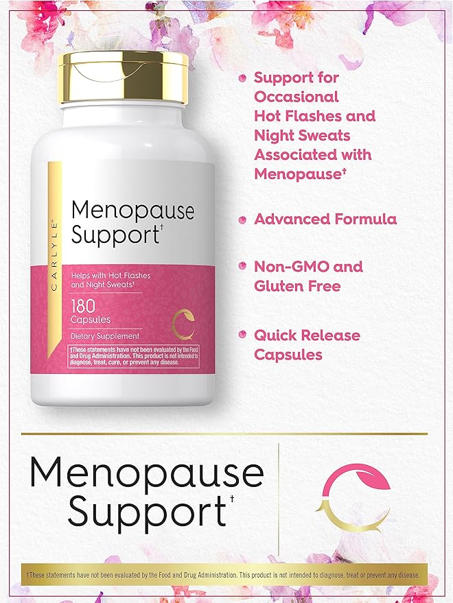 Carlyle Menopause Supplement for Women | 180 Capsules | Helps with Hot Flashes and Night Sweats | Non-GMO, Gluten Free Menopause Support