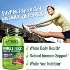 NATURELO Whole Food Multivitamin + Immune Blend with Elderberry & Mushrooms - Complete Multivitamin with Extra Immune Support - C, D3, Zinc, Elderberry, Reishi, Shitake - 60 Vegan Capsules