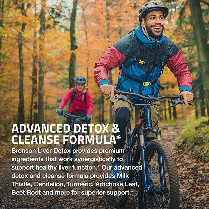 Bronson Liver Detox Advanced Detox & Cleansing Formula Supports Health Liver Function with Milk Thistle, Dandelion Extract, Turmeric, Artichoke Leaf & More, Non-GMO, 180 Vegetarian Capsules