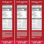 Atkins Coffee Lovers Protein Shake Variety Pack, Mocha Latte, Café Caramel and Café au Lait Flavored Protein Shakes, 15g Protein, 3g Fiber, GLP-1 Friendly, 12 Count