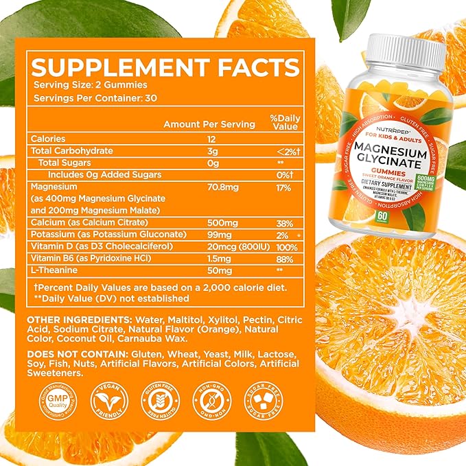 NutraPep Magnesium Glycinate Gummies for Kids & Adults Women & Men - Sugar Free Gluten Free Non-GMO Vegan Chewable Supplement